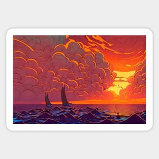 Sailing At Sunset Sticker